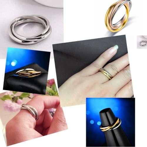 Stainless Steel Trilogy Interlocking Three Band Set. Ring Size 6,7,8,9,10,11,12,13